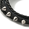 PU Leather & Waxed Cords Triple Layer Multi-strand Bracelets BJEW-F468-08-3