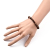 Unisex Natural Wood Beaded Stretch Bracelets X-BJEW-JB05463-03-4