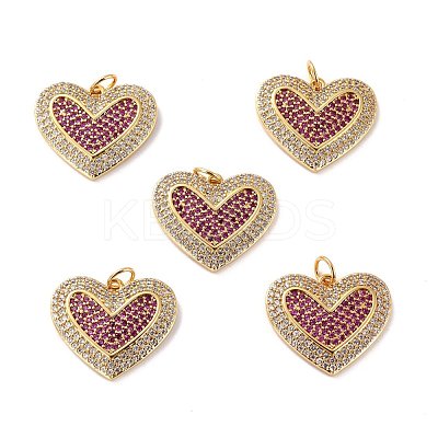 Brass Micro Pave Cubic Zirconia Pendants ZIRC-P092-040G-RS-1