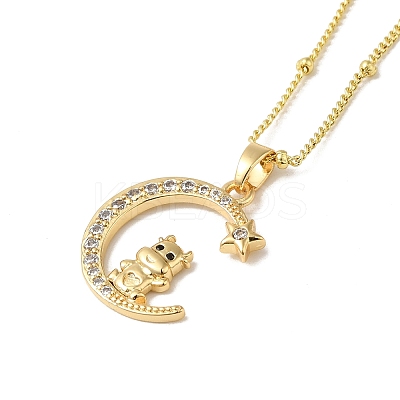Brass Micro Pave Clear Cubic Zirconia Pendants Necklaces NJEW-K269-05G-10-1
