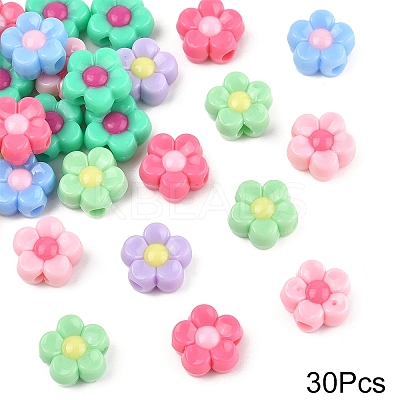 30Pcs Two Tone Opaque Acrylic Beads SACR-YW0001-85-1