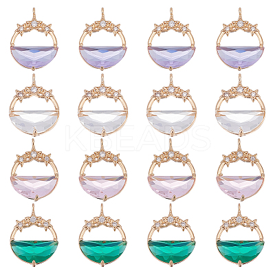 16Pcs 4 Colors Glass Pendants GLAA-GA0001-32-1