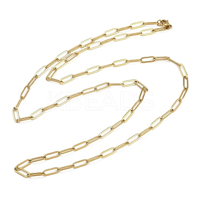 304 Stainless Steel Paperclip Chain Necklaces NJEW-H072-01G-1