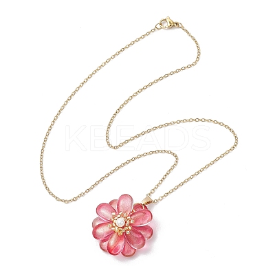 Glass Pendant Necklaces NJEW-MZ00112-1