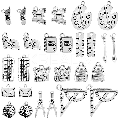 56Pcs 14 Styles Tibetan Style Alloy Pendants TIBE-SC0002-49-RS-1