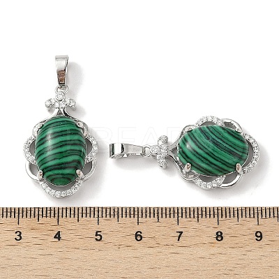 Synthetic Malachite Oval Pendants G-NH0025-15P-18-1