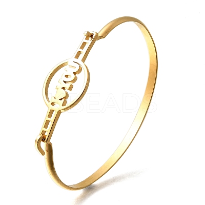201 Stainless Steel Flat Round Link Bangles for Women BJEW-R014-01G-04-1