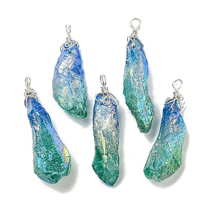 Electroplated Raw Rough Natural Quartz Crystal Big Pendants G-A229-02P-03-1