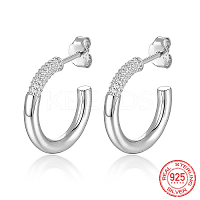 Anti-Tarnish Rhodium Plated 925 Sterling Silver Ring Stud Earrings JZ8068-3-1