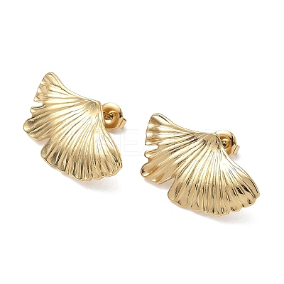 304 Stainless Steel Leaf Stud Earrings EJEW-K268-68G-1