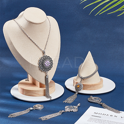 5Pcs 5 Style Interchangeable Alloy Snap Button Necklace Making FIND-NB0003-50-1