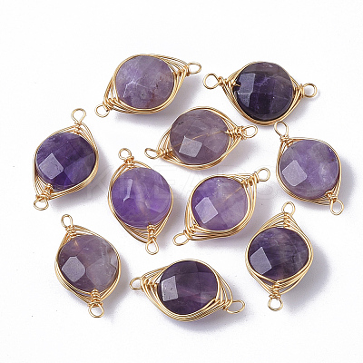 Natural Amethyst Links connectors G-S359-043A-1