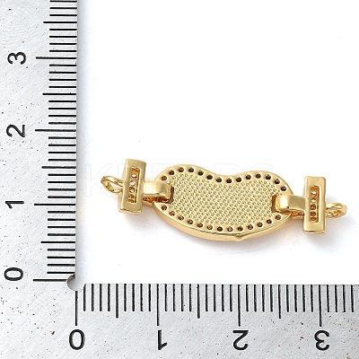 Rack Plating Brass Micro Pave Clear Cubic Zirconia Heart Connector Charms KK-K385-99G-01-1