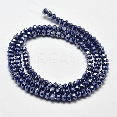 Faceted Rondelle Full Rainbow Plated Electroplate Glass Beads Strands EGLA-J134-3x2mm-FR04-1