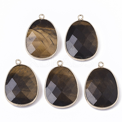 Natural Tiger Eye Pendants G-T131-08E-1