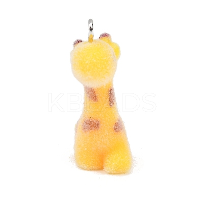 Animal Shape Flocky Resin Pendants RESI-Q229-01J-1