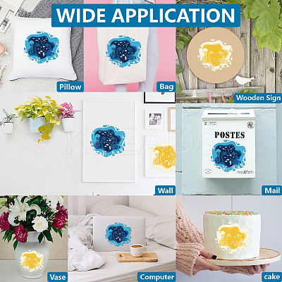 1 Set Ocean Theme PET Hollow Out Drawing Painting Stencils DIY-MA0005-16-1