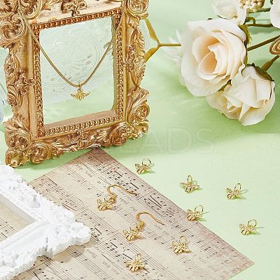 10Pcs Brass Micro Pave Clear Cubic Zirconia Charms ZIRC-HS0001-01-1