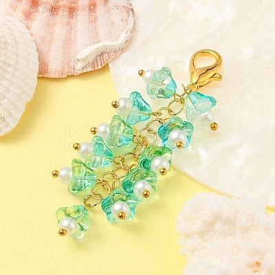 Trumpet Flower Glass Pendant Decorations HJEW-YW0001-02A-1