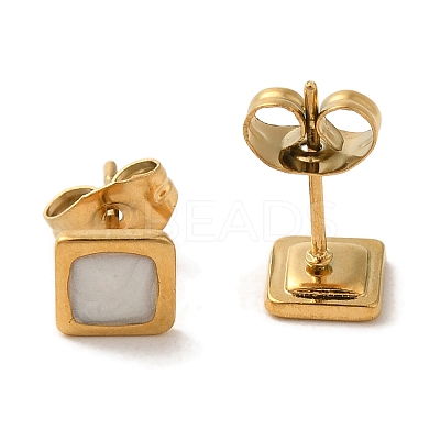 Ion Plating(IP) 304 Stainless Steel Square Stud Earrings EJEW-C114-06G-02-1