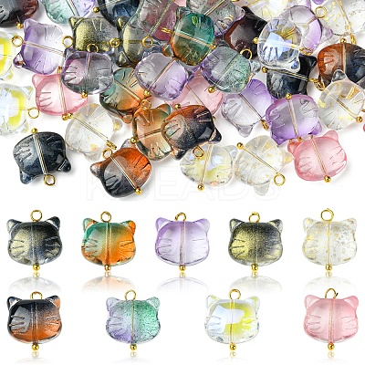 50Pcs Glass Pendants PALLOY-FS00030-1