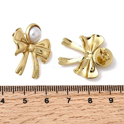 201 Stainless Steel ABS Plastic Pearl Stud Earrings EJEW-Z151-13G-06-1