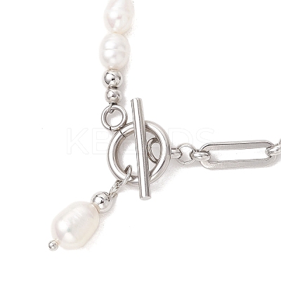 Natural Cultured Freshwater Pearl Beads Link Bracelets BJEW-JB13511-02-1