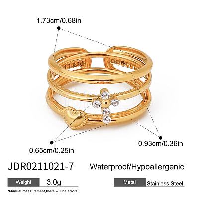 3Pcs 316 Surgical Stainless Steel with Clear Cubic Zirconia Finger Rings for Women FS-WG7760B-03-1