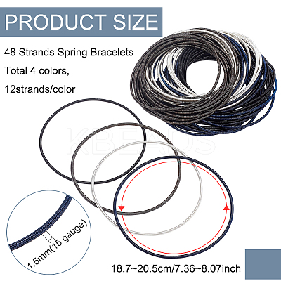 48Pcs 4 Colors Spring Bracelets Set BJEW-BC0001-12-1