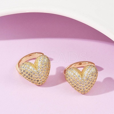 Brass Micro Pave Clear Cubic Zirconia Cuff Earrings EJEW-Q045-06G-1