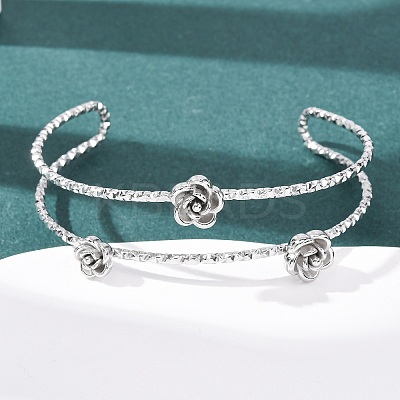 304 Stainless Steel Cuff Bangles for Women BJEW-P377-03P-1
