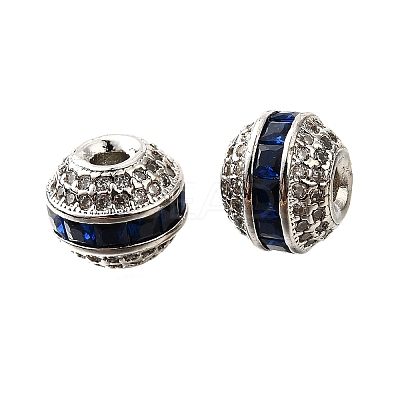 Round Brass Micro Pave Cubic Zirconia Beads KK-L230-11P-03-1