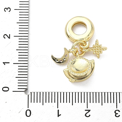 Brass Micro Pave Cubic Zirconia European Dangle Charms KK-A282-09G-1