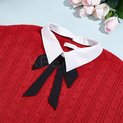 2Pcs 2 Colors Polyester Detachable Blouse False Collar AJEW-NB0003-96-1