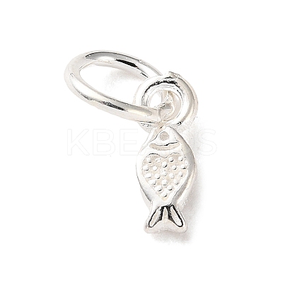 925 Sterling Silver Fish Charms with Jump Rings STER-H118-09S-1