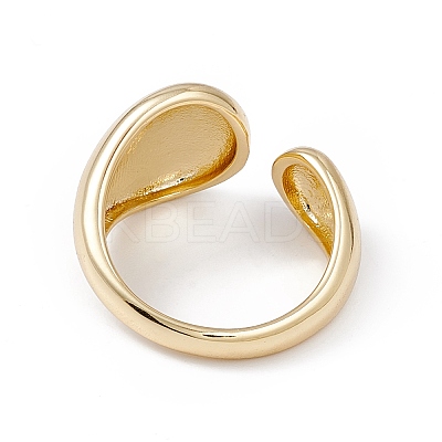 Rack Plating Brass Teardrop Open Cuff Ring for Women RJEW-B043-17-1