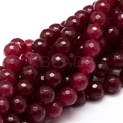 Dyed Natural White Jade Round Beads Strands G-E313-8mm-05-1