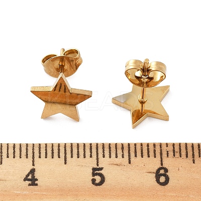 Ion Plating(IP) Star 304 Stainless Steel Stud Earrings EJEW-Z040-58G-1