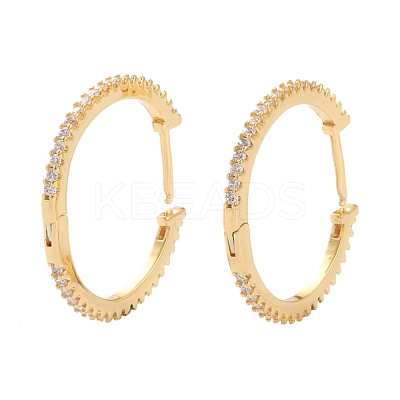 Brass Micro Pave Clear Cubic Zirconia Huggie Hoop Earrings EJEW-H109-05G-1