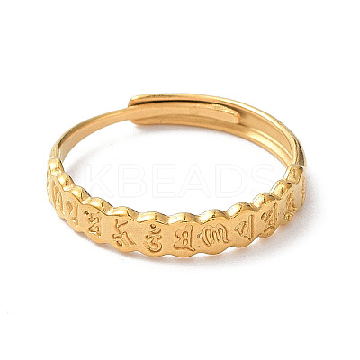 Ion Plating(IP) 304 Stainless Steel Word Adjustable Rings RJEW-D006-18G-1