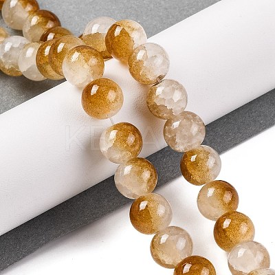 Crackle Baking Paint Imitation Jade Glass Beads Strands DGLA-T003-10mm-M-1