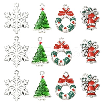 24Pcs 4 Styles Christmas Alloy Pendants ENAM-YW0006-43-1