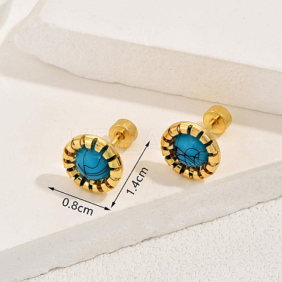 Stainless Steel Flat Round Stud Earrings DQ9727-1