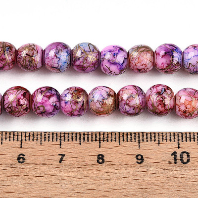 Baking Paint Glass Beads Strands DGLA-N003-8mm-B03-1