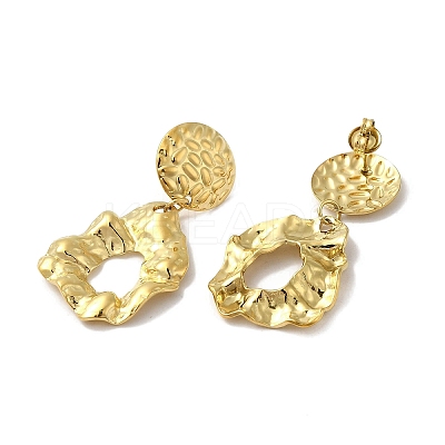 304 Stainless Steel Textured Teardrop Dangle Stud Earrings for Women EJEW-Q781-31G-1