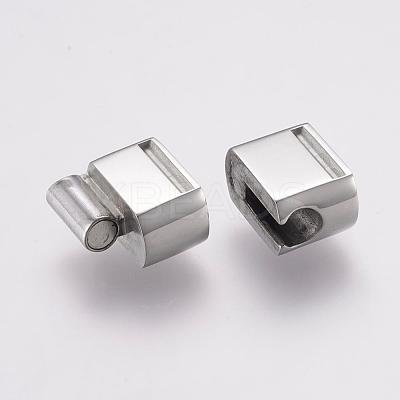 Tarnish Resistant 304 Stainless Steel Magnetic Clasps with Glue-in Ends STAS-F122-23P-1