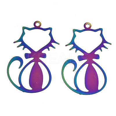 Ion Plating(IP) 201 Stainless Steel Filigree Pendants STAS-S118-007-1