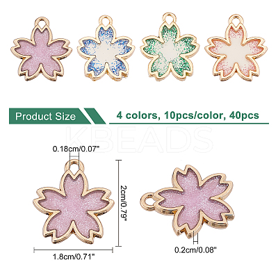 40Pcs 4 Colors Rack Plating Alloy Epoxy Resin Pendants FIND-FH0004-57-1