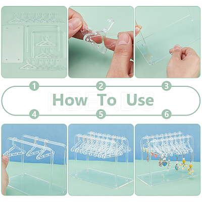 2-Row Coat Hanger Removable Acrylic Earring Displays EDIS-WH0041-02C-01-1