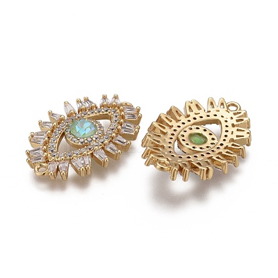 Brass Micro Pave Cubic Zirconia Links KK-F821-11G-1